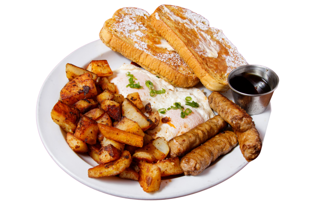 Sausage breakfast platter served at Brehm's Return, a neighborhood bar and grill in the Troy Hill neighborhood