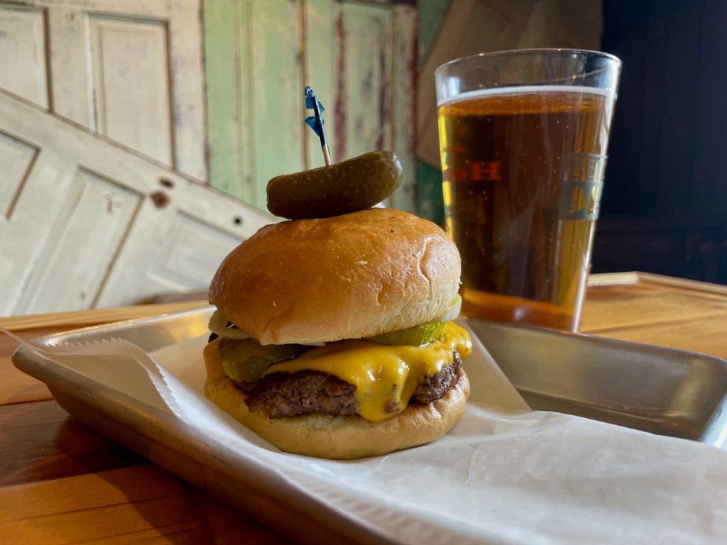 Brehm's Burger served at Brehm's Return, a neighborhood bar and grill in the Troy Hill neighborhood
